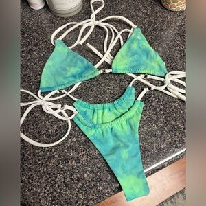 GEA Green and Blue Tie-Dye Bikini Set